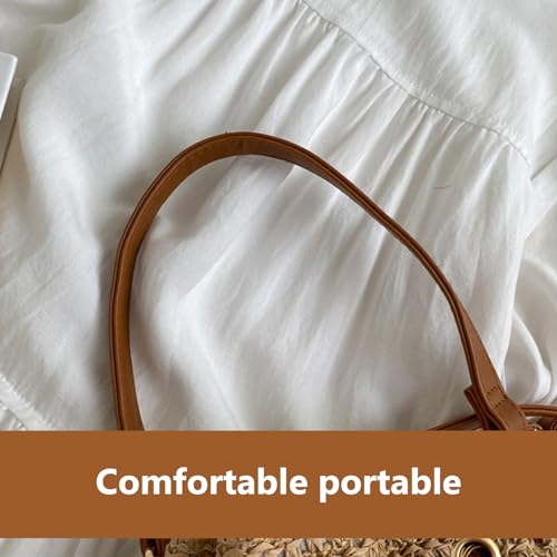 Shoulder Bag, Woven Handbag Women Summer Beach Bag Crochet Handbag Ladies Straw Bag for Holiday Travel Essentials Khaki3