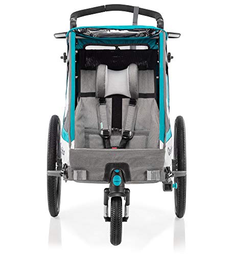 Qeridoo Sportrex1 (2020/2021) Fahrradanhänger Kinder, 1 Sitzer, Federung - Petrol