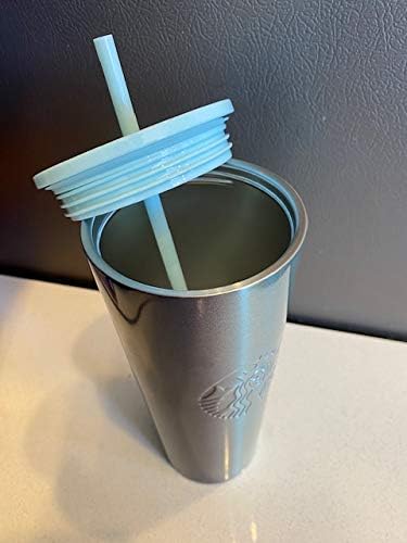 Miniatura 2 de Starbucks Vaso de acero inoxidable de doble pared de 24 onzas con tapa de vaso frío 2020 azul bebé plateado