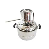 New DIY 10L Alcohol Distiller Home Brewing Kit Stainless&Copper Cooling Home Wine Making Still Water Distillation Brew Fermenter Tank for Making White&Fruit Spirit (Stainless)