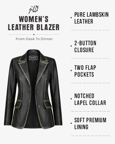 Image of Jild Classic Style Leather Blazer Women - Casual Coat Leather Jacket Women