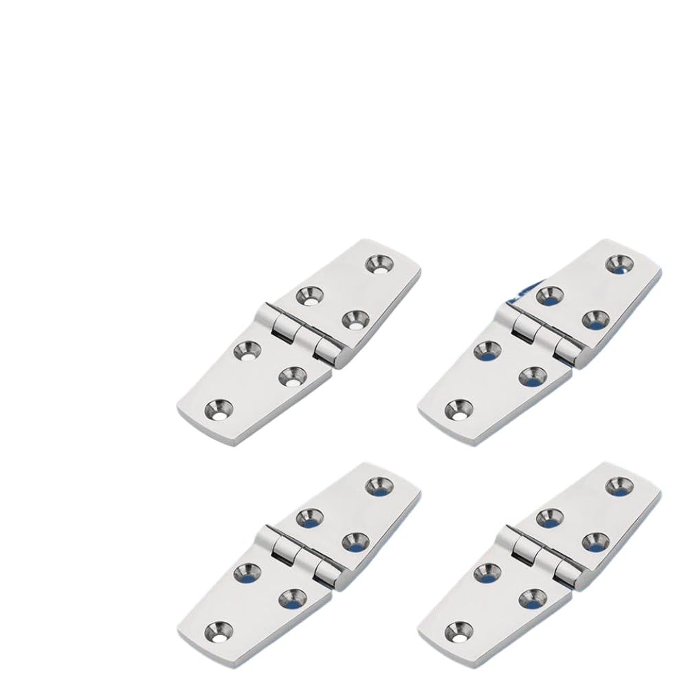 Dqmuyvpav Onecolor 4Pcs Stainless Steel Cast Door Strap Hinge With 6 Holes Mirror Polishing Marine Hinges Boat Hardware Parts Hinges 38X102mm