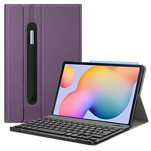 FINTIE Tastatur Hülle für Samsung Galaxy Tab S6 Lite 10,4 Zoll 2024/2022/2020 Tablet - Keyboard Cover mit Magnetisch Abnehmbarer Deutscher Bluetooth Tastatur, Lila