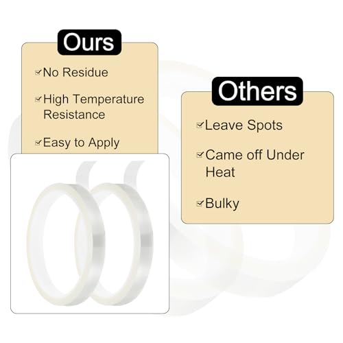 Image of uxcell Clear Heat Tape, 2 Rolls 12mmx33m 108ft High Temperature Heat Resistant Tape for Sublimation,Heat Vinyl Press,Heat Transfer, Circuit Board, No Residue