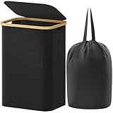 Lifewit Cesta Portabiancheria 80 L con Coperchio, Grande Cesto Biancheria Pieghevole in Ba...