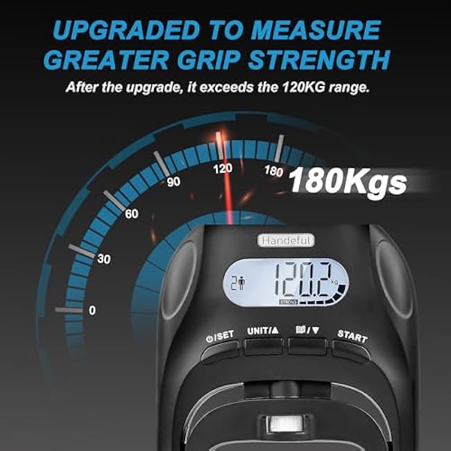 Hand Dynamometer Grip Strength Trainer - 397 Lbs / 180 Kgs Electronic Hand Grip Strength Tester Grip Strengthener Hand Exerciser Meter Digital Hand Grip Training Gauge for Sport Home School Use