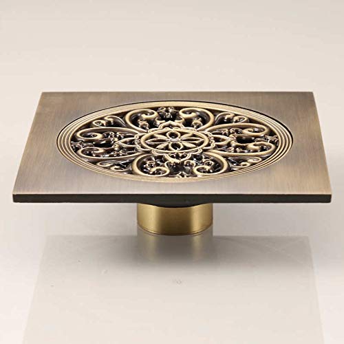 Couvercle de vidange de douche en laiton antique carré 15x15 cm pour bonde de sol B