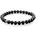 Produktbild FABACH Onyx Perlenarmband mit 6mm Edelstein-Perlen und 925 Sterling Silber Logo-Perle - Edles Naturstein Stretch-Armband für Damen (Schwarz glänzend)