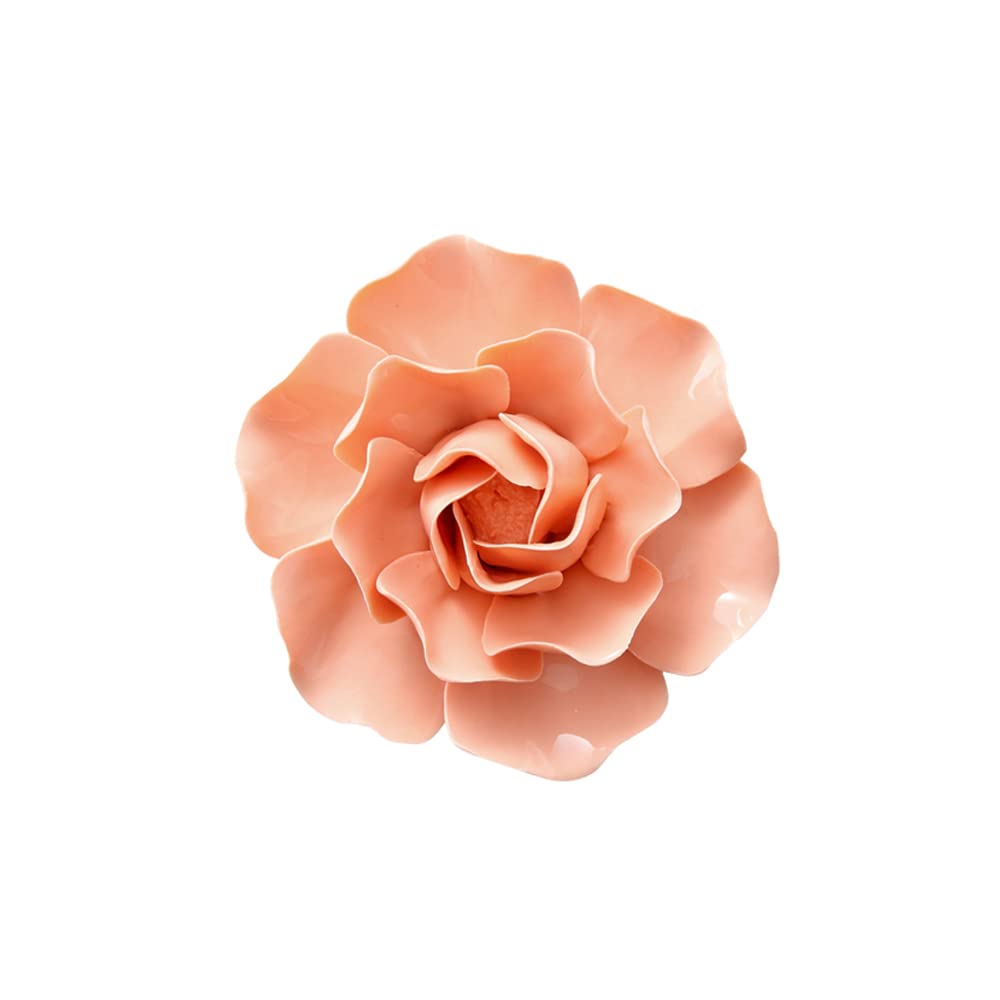Insiswiner Flores de cerámica hechas a mano hogar colgante 3D decoración de arte de pared naranja 4.72