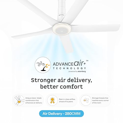 Image of atomberg Emperion Magna Smart 1280mm BLDC Ceiling Fan | | Remote Operated | BEE 5 star | Advance Air+ Technology | Silent Operation | 12W LED Underlight | 5 Year Warranty | Pearl White
