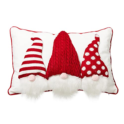 Glitzhome 18''L Christmas Throw Pillows Decorative 3D Heavy Cotton Knitted Gnome Pillow for Sofa...