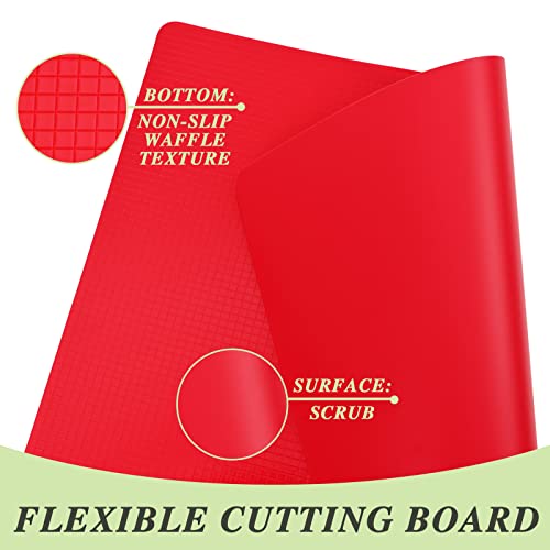 Elyum Cutting Boards, Colored Cutting Mat Flexible Plastic Cutting Board Set Chopping Board with Food Icons, Dishwasher Safe Cutting Boards for Kitchen Meat and Vegetables (Set of 8)