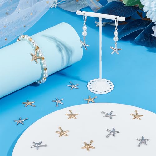 SUNNYCLUE 1 Box 100Pcs Starfish Charms Ocean Charm Bulk Stainless Steel Starfish Silver Real 24K Gold Plated for jewellery Making Supplies DIY Crafting Necklace Bracelet Earring - Image 4
