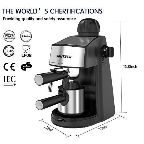 Espresso Machine 3.5 Bar 4 Cup Espresso Maker Cappuccino Machine with Steam Milk Frother - Thumbnail 7