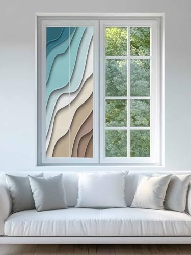 Vinilo decorativo para ventana 17.7"x39" Turquesa marrón miniatura 3