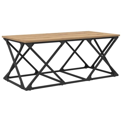 Tonture Couchtisch Artisan-Eiche 100x49x40cm, Holzwerkstoff, industriell, modern, robuster Wohnzimmertisch, Elegantes Design für kleine Räume – Bild 8