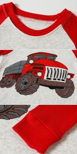 4 Pieces Boys Pajamas Toddler Boys Long Sleeve Cotton Pjs Kids Sleepwear Sets 24Months-12Years4