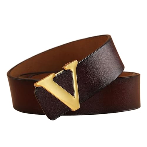 Belts For Women Smooth Buckle Leather Belt Letter V Jeans Belt For Women