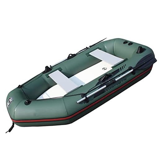 Inflatable Raft for Adults 2-3 Persons Fishing Boat Watercraft with Hard Bottom Stable Standing (Green, 230(7.5ft*4.2ft))