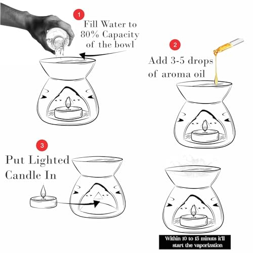Image of Pure Source India Ceramic Aroma Oil Diffuser Gift Set with 10ML Relaxing Oil & Tealight Candles | 97 Burner for Home Fragrance & Relaxation | Ideal for Gifting & Home Decor (Purple)
