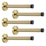 Modern Door Stopper, 6 Inch Stainless Steel Door Stop with Sound Dampening Rubber Bumper Wall Mounte