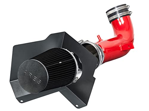 Cold Air Filter Intake Systems with Heat Shield Red Pipe 2007-2009 compatible with Avalanche Silverado Suburban/GMC Yukon Sierra