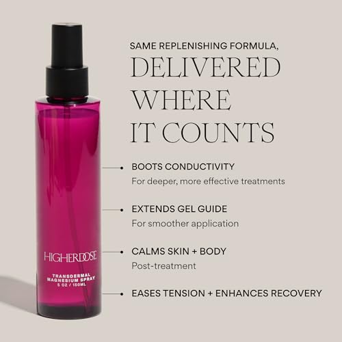 HigherDOSE Transdermal Magnesium Spray - Purified Water & Sea Salt Body Spray for Muscle Recovery, Mood Support & Hormone Balance - Relax and Absorb Electrolytes (5 Fl Oz) (Packaging May Vary)