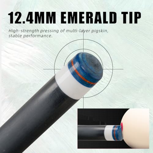 CRICAL Carbon Fiber Pool Cue Stick 58\" Billiard Cue Sticks Professional Low Deflection Pool Sticks with 3/8 * 8 Pin Joint and 12.5mm Tip