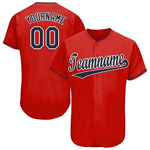 Custom Name Team Name Number Red White Pinstripe Royal-White Authentic