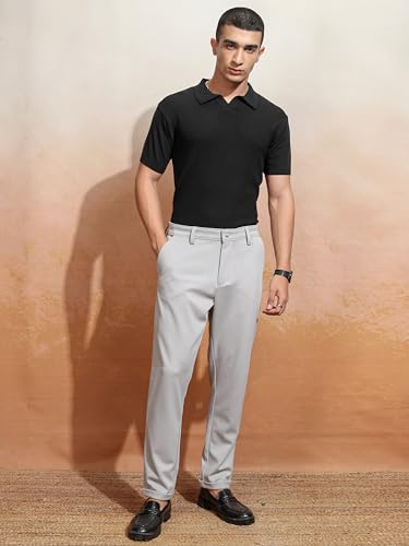 Image of Highlander Men's Slim Fit Formal Trousers | Ankle Length | Smart Chinos for Men | Comfortable Fabric for Daily Work & Formal Occasions