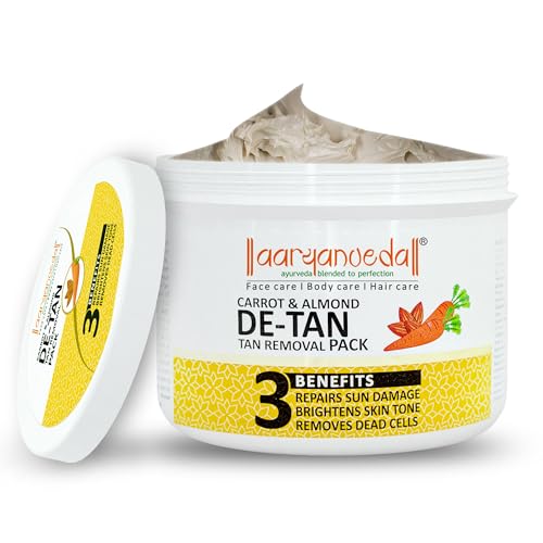 Image of Aryanveda Brightening Depigmentation Tan Removal Face Pack Enriched with Carrot & Almond Removes Blackheads & Dark Spots For Men & Women Suits All Skin Types 200g