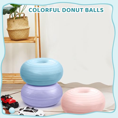 Image of Lewtemi 1 /2 /3 Pcs Flexible Seating for Classroom Elementary 20 Inch Yoga Ball Chair for Kids Wobble Chair for Sensory Kids Large Donut Ball Seats with Inflator for School Office