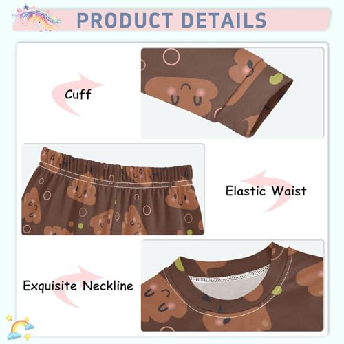 Pajama Sets Long Sleeve Cute Poop Circle Pattern Soft Comfy Sleepwear 2 Piece PJS 24M3
