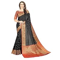SORU FASHION Women’s Banarasi Silk Saree With Un-stitched Blouse