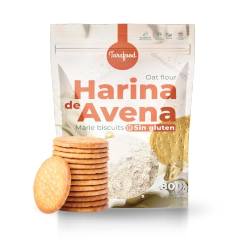 Harina de Avena Sin Gluten en polvo | Sabor Galleta Maria | 800G | Ideal para Tortitas de Avena | Rica en fibra | Contiene grasas saludables | Torafood