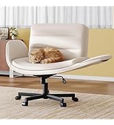 Criss Cross Chair with Flip-Up Arms & Swivel Wheels, Vanity Chair with Adjustable Height & Side P...