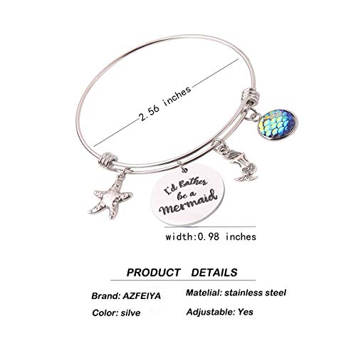 AZFEIYA I'd rather be a Mermaid Bracelet mermaid jewelry Beach Jewelry Starfish bracelet Beach Jewelry (silver bracelet) - Image 3
