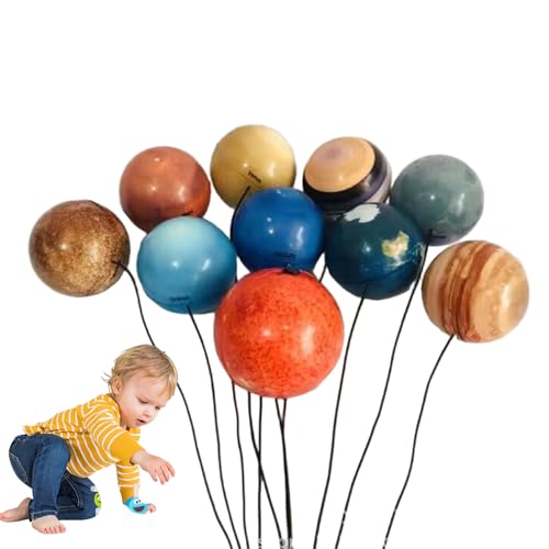 Planetas pendentes, modelo de sistema solar, 10 peças de sistema solar SMAFT PU móvel, planetas suspensos com cordão para crianças decorações de festa espacial para crianças
