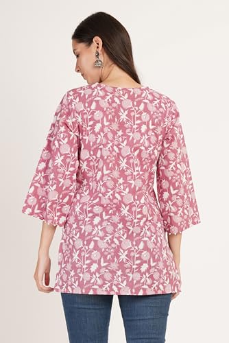 Image of Amazon Brand - Anarva Jaipuri Cotton Printed Short Kurti for Women