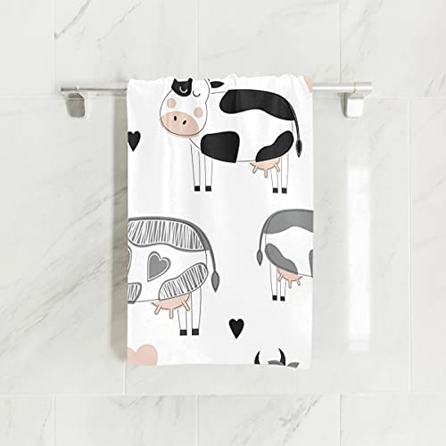 Domiking Cute Cows Print Soft Bath Towel Absorbent Fade Resistant Pool Beach Bath Towel For Bathroom Hotel Gym And Spa, 30"X15" #TOP1