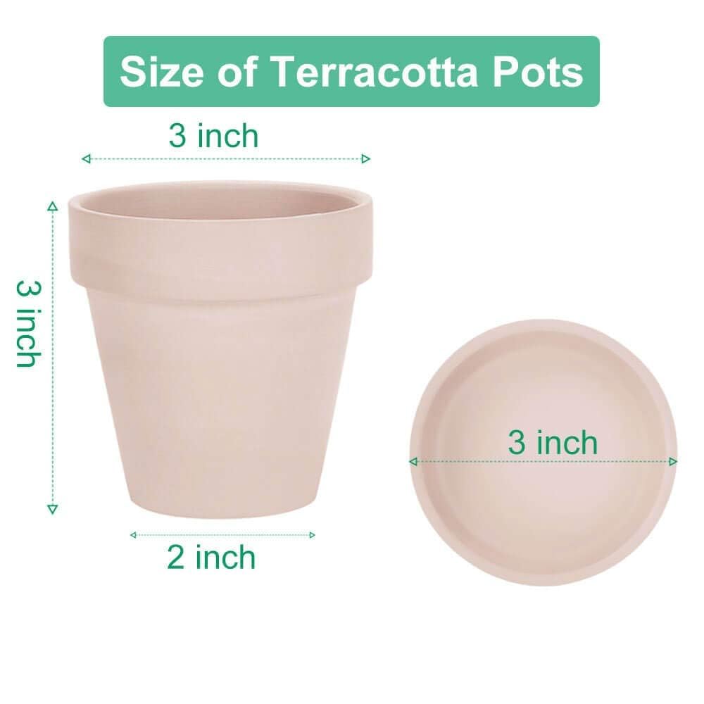 Vensovo 7.6CM Pink Clay Pot for Plants With Saucer, 12 Pack Small Terra Cotta With Drainage Hole - Image 2