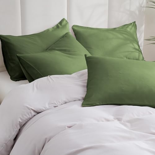 ZPECC Pillow Cases Standard Size Set of 12, 20x26 Envelope Closure Pillowcases, Soft Plain Brushed Microfiber Covers Hypoallergenic Breathable, Olive Green