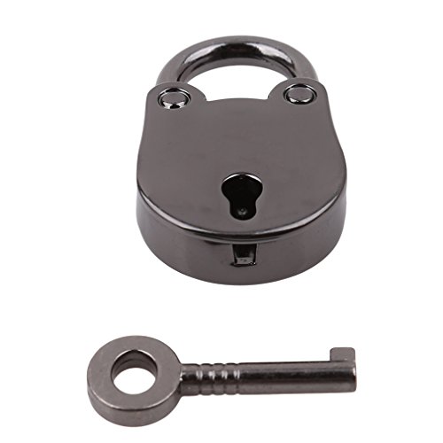 Meolin Vintage Antique Style Mini Archaize Padlocks Key Lock with Key Suitcase Luggage Padlock Key Lock Jewelry Box Mini Padlock,Black,Zinc Alloy