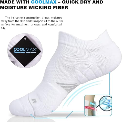 Image of Hylaea No Show Running Athletic Anti-Blister Wicking Coolmax Socks, Seamless Anti-odor