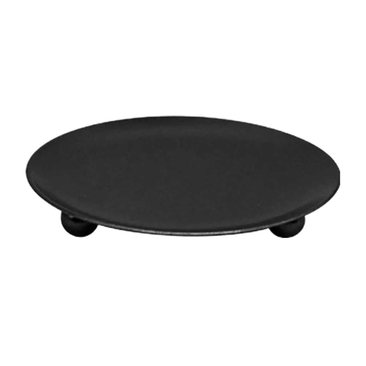 Iron Candle Holders 3pcs Romantic Iron Candle Holder Pillar Plate Stand Wax Candles Wedding Candlestick Decoration(Black,9.5cmx1.5cm)