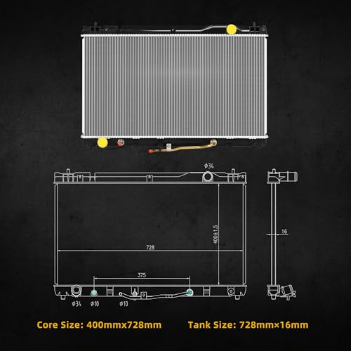 Image of DWVO Radiator Complete Compatible with 2002-2006 Toyota Camry 3.0L /3.3L, Fit for 2003-2008 Toyota Solara 3.0L /3.3L, Fit for 2002-2003 ES300 3.0L, Fit for 2004-2006 ES330 3.3L, Raplace CU2434