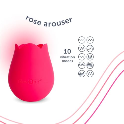 Image of plusOne Rose Toy Vibrator for Women- Rechargeable, 10 Pulsing Settings, Red | Nipple and Clitoral Stimulator, Body-Safe Silicone, Waterproof, USB