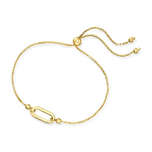 Canaria 10Kt Yellow Gold Single Paper Clip Link Box-Chain Bolo Bracelet #TOP2