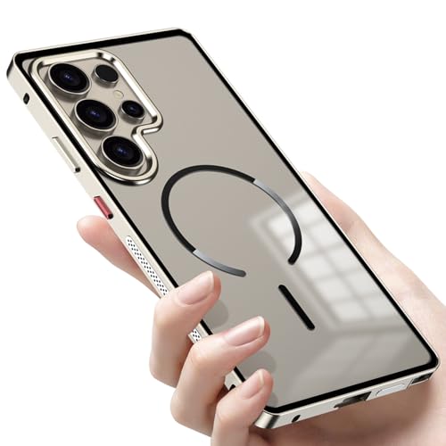 Image of for Samsung Galaxy S25 Ultra Magnetic Case Aluminium Alloy PC Matte Phone Cover Pop-Up Snap Lock - Titanium