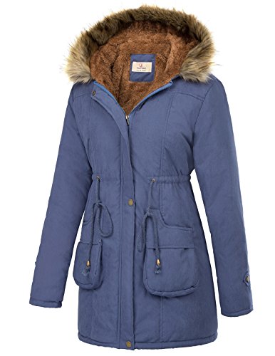 GRACE KARIN Women's Winter Coats Fleece Parkas Anoraks Hooded Military Jacket Coats3